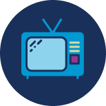 Icon representing mass media, consisting of a television